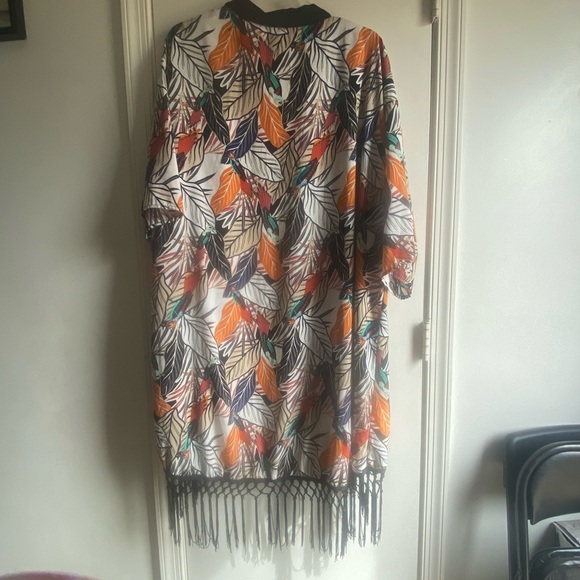 Janette Plus Multicolor Fringe Kimono Jacket 3X - Picture 4 of 4